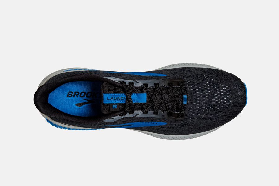 Launch GTS 8 Road Brooks Running Shoes NZ Mens - Black/Grey/Blue - FHCWSB-154